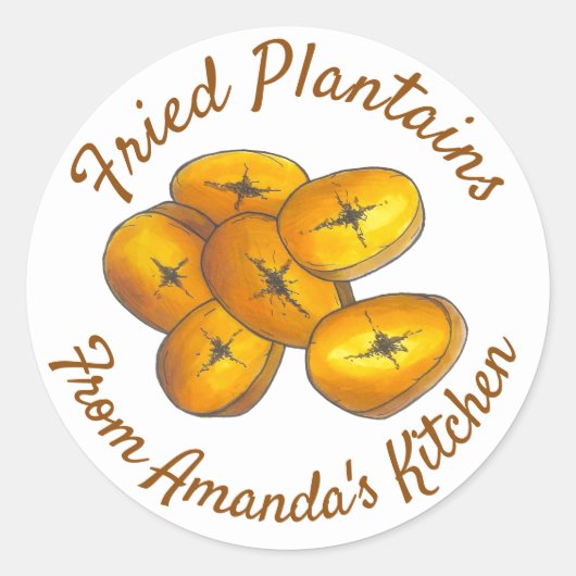 Sticker Rond Plantains frits maison Bananes de la cuisine (Devant)