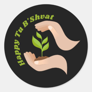 Sticker Rond Plantation verte Happy Tu B'shvat / Bishvat