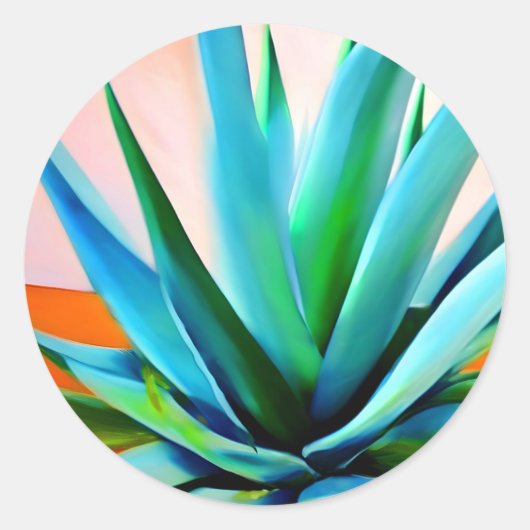 Sticker Rond Plante bleu et vert Agave (Devant)