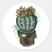 Sticker Rond Plante Cactus Dans Un Pot (Devant)