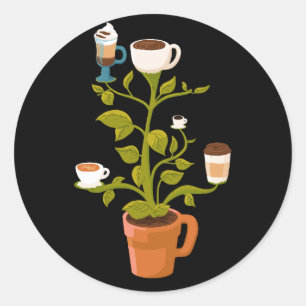 Sticker Rond Plante café