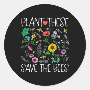 Sticker Rond Plante Ces Sauvez les abeilles Fleur sauvage Jour 