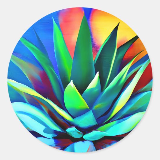 Sticker Rond Plante coloré Agave (Devant)