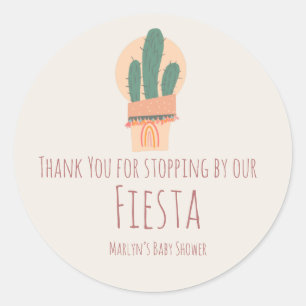 Sticker Rond Plante de cactus moderne en pot Mariage arc-en-cie