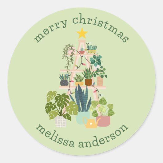 Sticker Rond Plante de la maison de Noël (Devant)