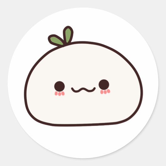 Sticker Rond Plante Kawaii Mochi (Devant)