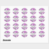 Sticker Rond Plante moderne violet vert monstère tropicale feui (Feuille)