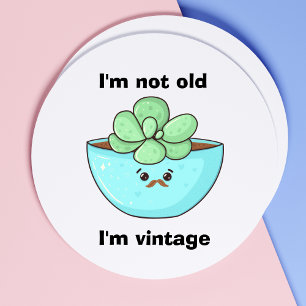 Sticker Rond Plante succulent mignon en style Kawaii