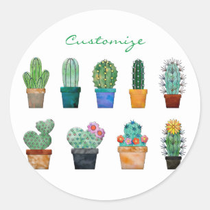 Sticker Rond Plantes de Cactus assortés Thunder_Cove