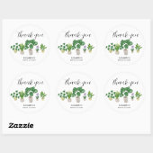 Sticker Rond Plantes en pot Réception de mariage verdure Merci  (Feuille)