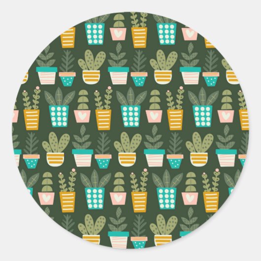 Sticker Rond Plantes succulents (Devant)