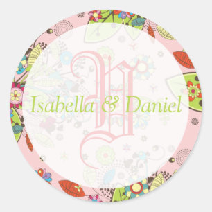 Sticker Rond Plantilla personalizada Etiquetas Monograma Sello