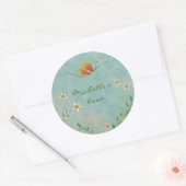 Sticker Rond plaque à fleurs et à papillons (Enveloppe)