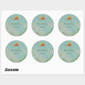 Sticker Rond plaque à fleurs et à papillons (Feuille)
