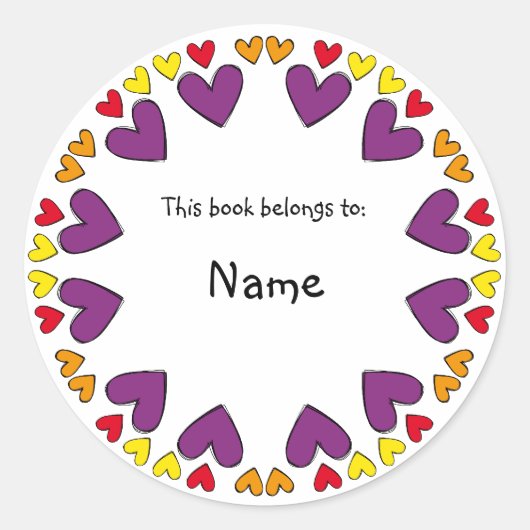 Sticker Rond Plaque avec cutehearts (Devant)
