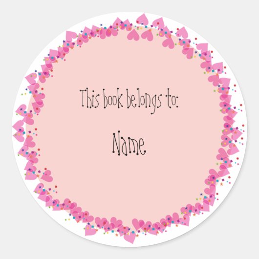 Sticker Rond Plaque avec des coeurs mignons (Devant)