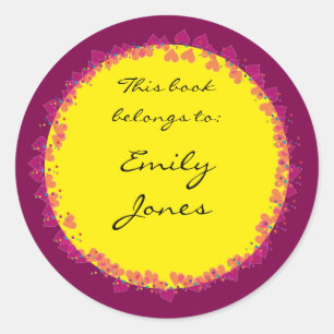 Sticker Rond Plaque avec des coeurs mignons