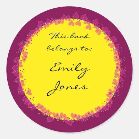 Sticker Rond Plaque avec des coeurs mignons (Devant)