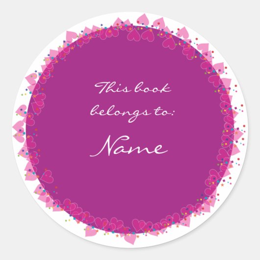 Sticker Rond Plaque avec des coeurs mignons (Devant)