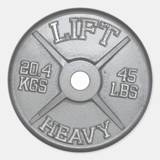 Sticker Rond Plaque Barbell - Ascenseur Lourd (Devant)