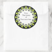 Sticker Rond Plaque - Coeurs verts Pois blanc (Sac)