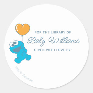 Sticker Rond Plaque de Baby shower de Cookie Monster
