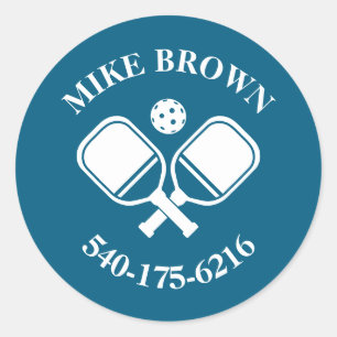 Sticker Rond Plaque de bout de paddle de pickleball personnalis