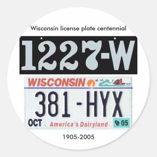 Sticker Rond Plaque de licence du Wisconsin Centennial (Devant)