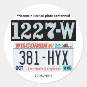 Sticker Rond Plaque de licence du Wisconsin Centennial