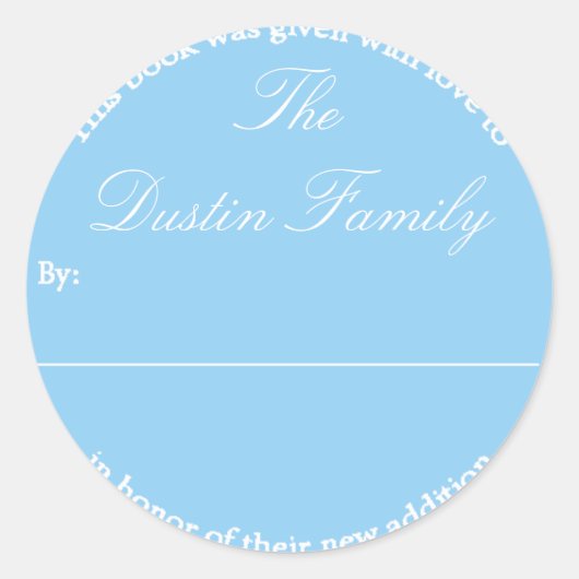 Sticker Rond Plaque de livre bleu (Devant)