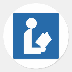 Sticker Rond Plaque de rue de bibliothèque