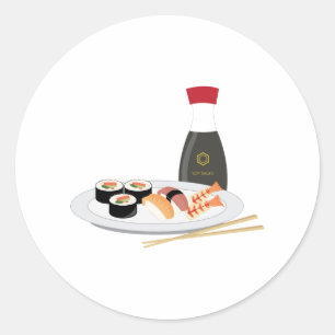 Sticker Rond Plaque de sushi