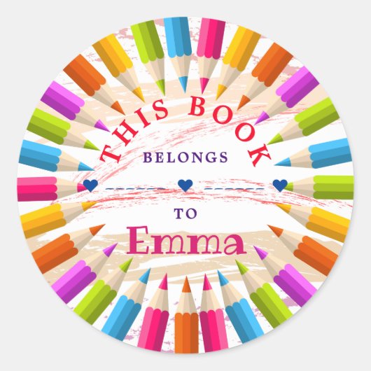 Sticker Rond Plaque d'enregistrement des crayons personnalisés (Devant)