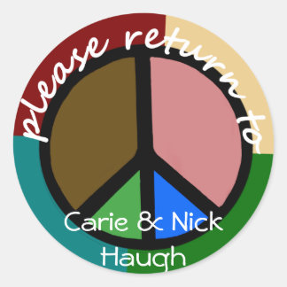 Sticker Rond Plaque d'enregistrement du symbole de paix multico