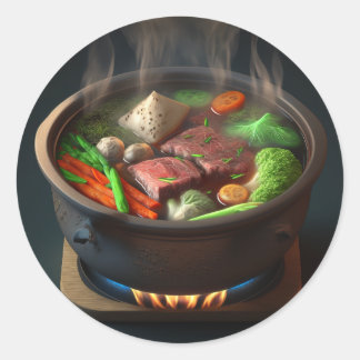 Sticker Rond Plaque d'image de la soupe HotPot
