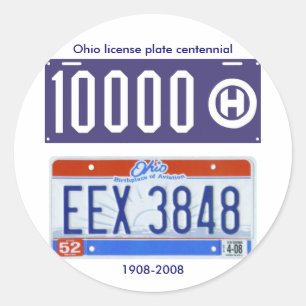 Sticker Rond Plaque d'immatriculation de l'Ohio centenaire