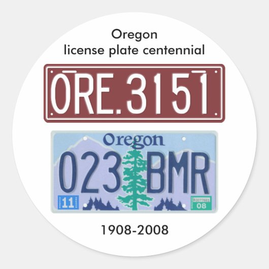 Sticker Rond Plaque d'immatriculation de l'Oregon centenaire (Devant)
