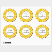 Sticker Rond Plaque - Fleurs Fleuries Jaunes (Feuille)