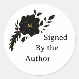 Sticker Rond Plaque-livre de l'auteur de fleurs noires