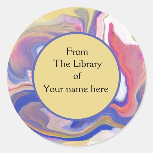 Sticker Rond Plaque - Marbre rose et violet Abstrait Motif (Devant)