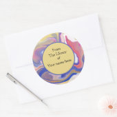 Sticker Rond Plaque - Marbre rose et violet Abstrait Motif (Enveloppe)