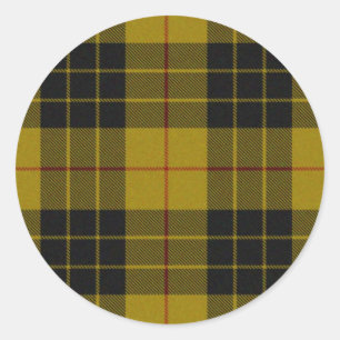 Sticker Rond Plaque noire jaune tartan MacLeod