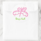 Sticker Rond plaque papillon rose (Sac)