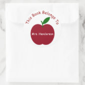 Sticker Rond Plaque personnalisée Apple de l'enseignant (Sac)