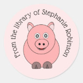 Sticker Rond Plaque personnalisée de conception de porc (Devant)