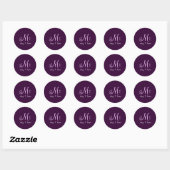 Sticker Rond Plaque Plum + lilas Monogrammes (Feuille)