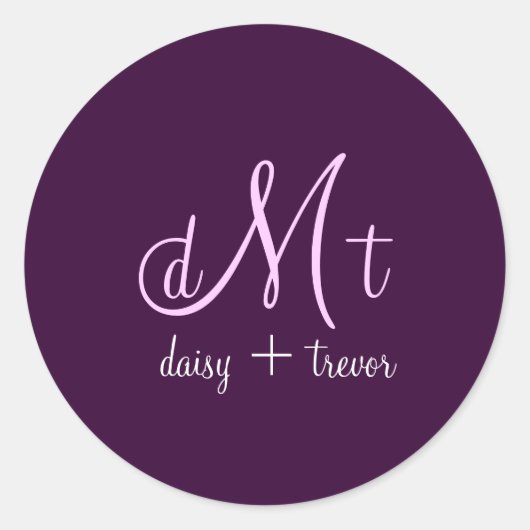Sticker Rond Plaque Plum + lilas Monogrammes (Devant)
