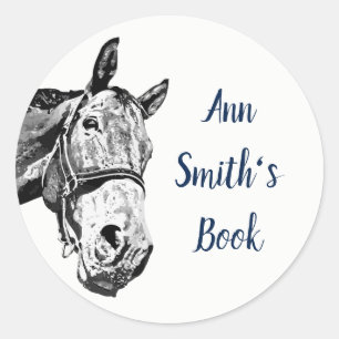 Sticker Rond Plaque pour Customiser Vintage Look Horse Fun