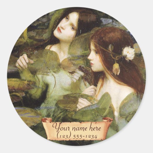 Sticker Rond Plaque pré-Raphaelite "Hylas et les Nymphes" (Devant)