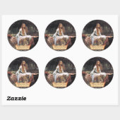 Sticker Rond Plaque pré-Raphaelite "La Dame de Shalott" (Feuille)